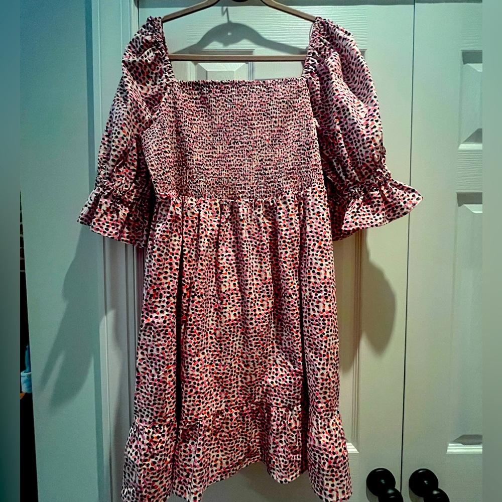 NWT Eloquii super fun summer dress with bright colors and smocked top